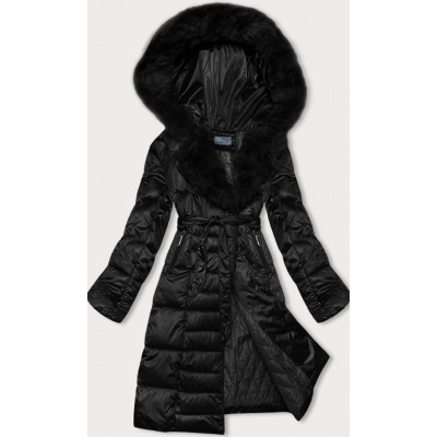 Dámska zimná bunda s opaskom S'WEST  čierna  (B8195-1)