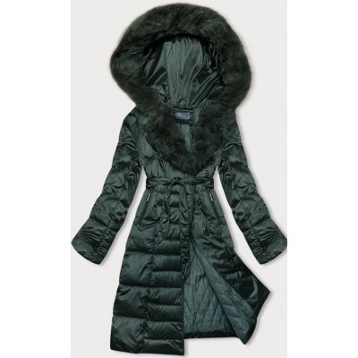 Dámska zimná bunda s opaskom S'WEST  tmavozelena (B8195-10)