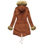 Bavlnená dámska zimná bunda karamelová  (XW801X)
