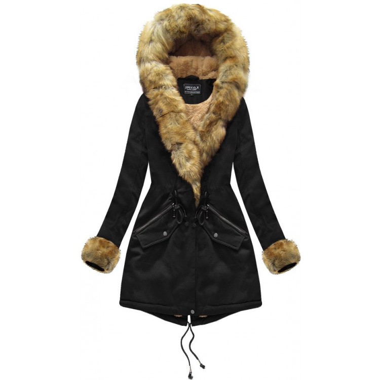 Bavlnená dámska zimná bunda čierna (XW801X)