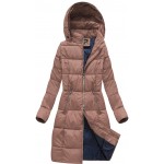 Dámska dlhá zimná bunda staroružová (7701)