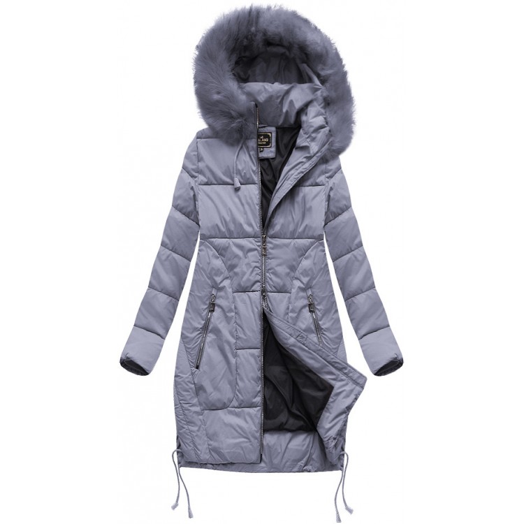 Dámska zimná bunda s kapucňou šedofialová (7690BIG)