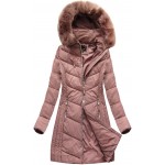 Dlhá dámska zimná bunda ružová (7689)
