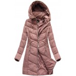 Dlhá dámska zimná bunda ružová (7689)