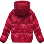 Dámska lesklá zimná oversize bunda červená (7121)