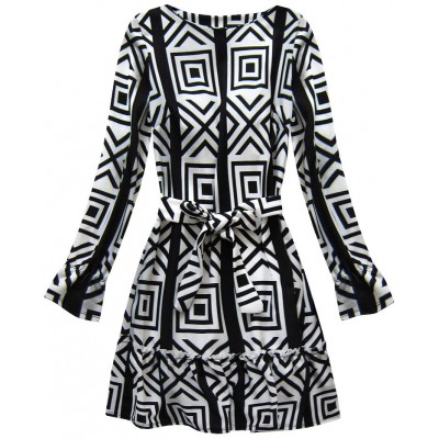 Dámske šaty s geometrickými vzormi čierno-biele (163ART)
