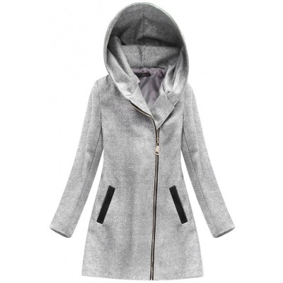 Dámsky vlnený kabát šedý (6766)