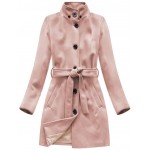 Dámsky kabát s kapucňou ružový (6798)