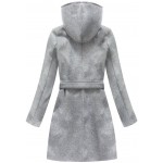 Dámsky kabát s kapucňou šedý (6798)