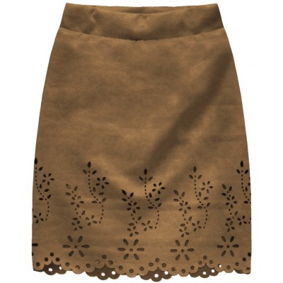 Dámska zamatová sukňa karamelová (3070)