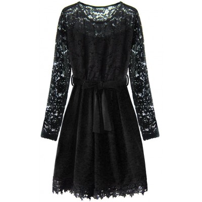 Dámsky šaty s čipkou čierne (3250)