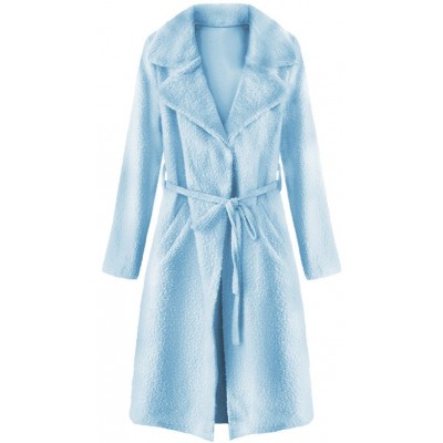 Dámsky kabát z golierom modrý (22593)