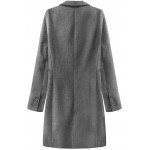 Dámsky dvojradový jarný kabát šedý (22791)