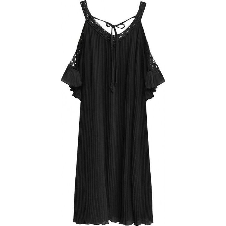 Dámske plisované šaty čierne (342ART)