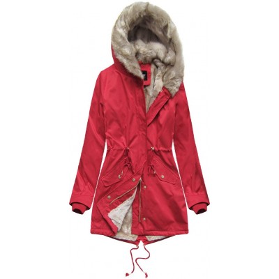 Dámska zimná bunda parka červená (B508)