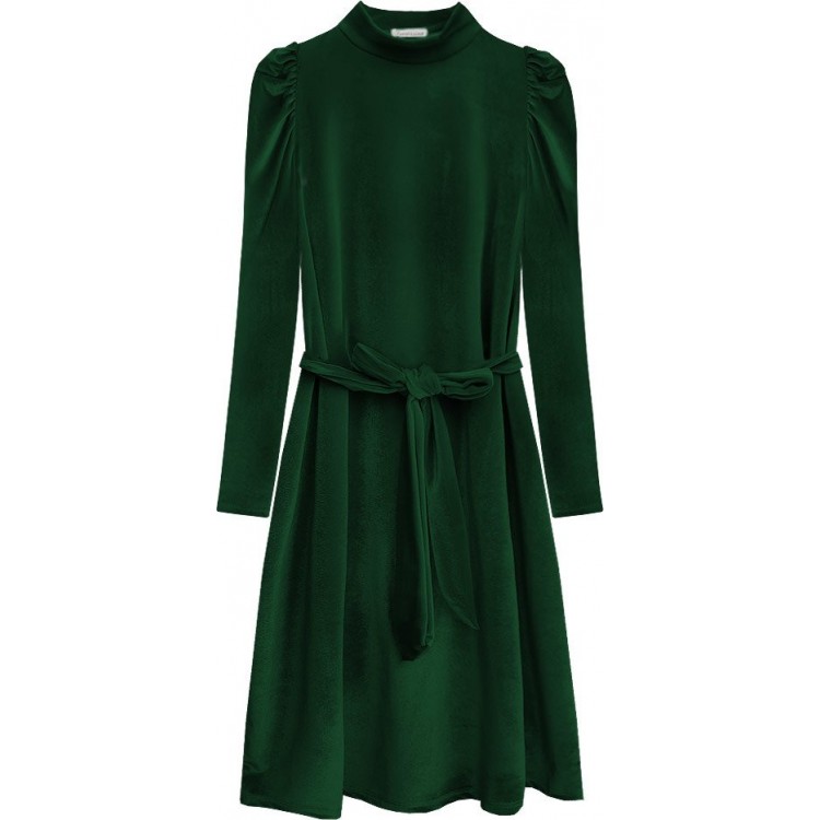 Dámske velúrové šaty zelené (487ART)