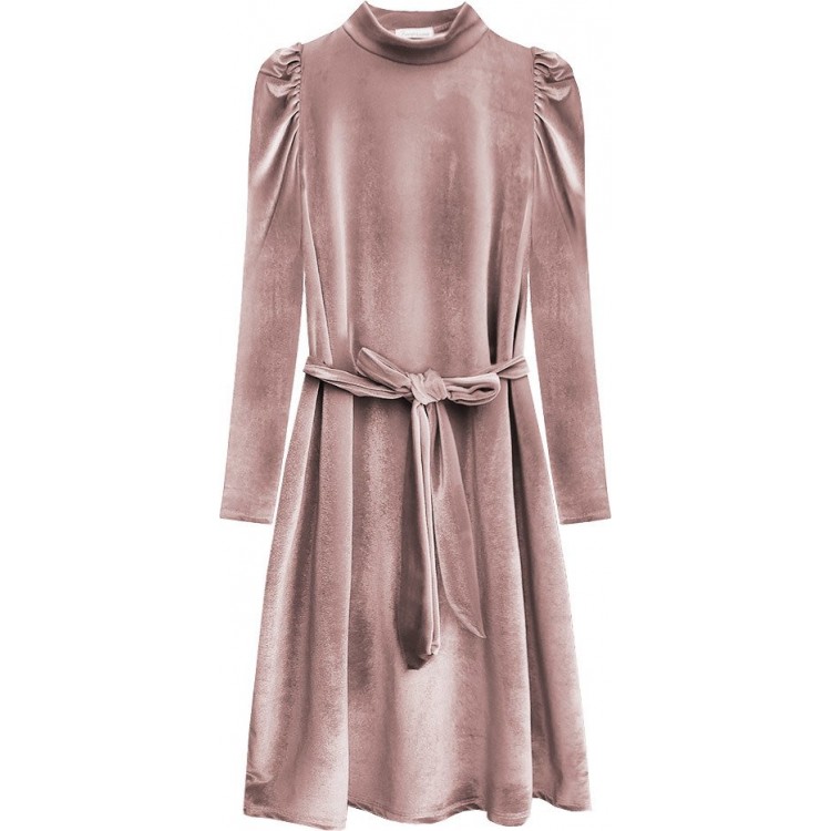 Dámske velúrové šaty ružové (487ART)