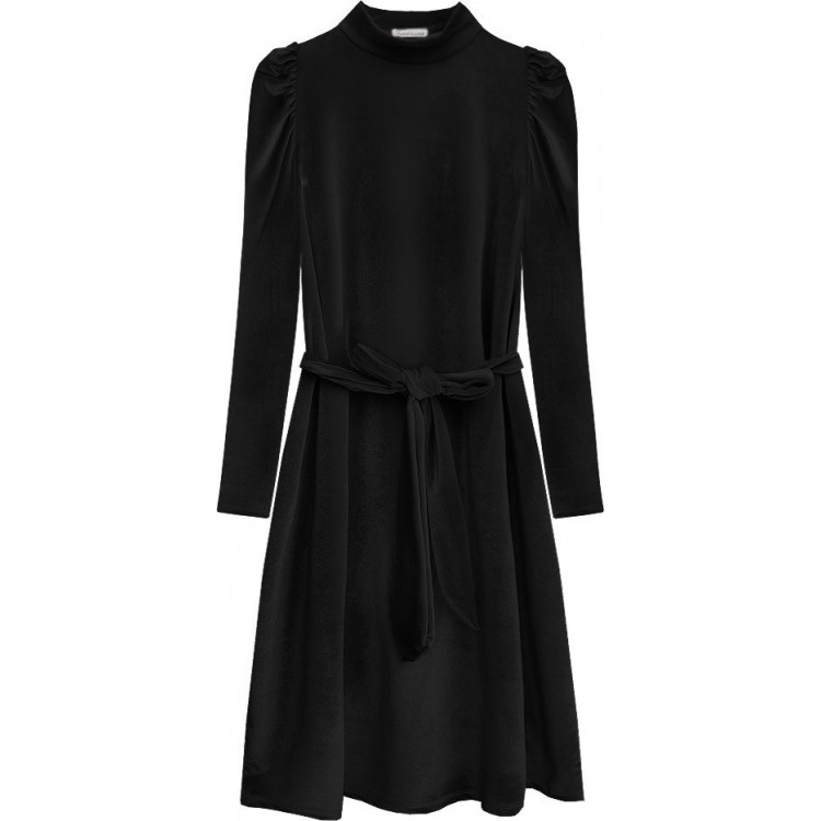 Dámske velúrové šaty čierne (487ART)