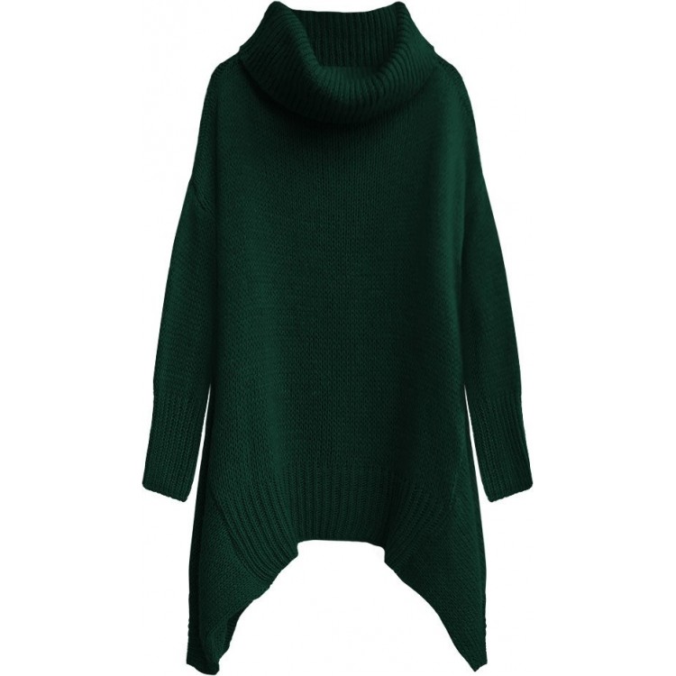 Dámsky sveter s rolákom zelený (494ART)