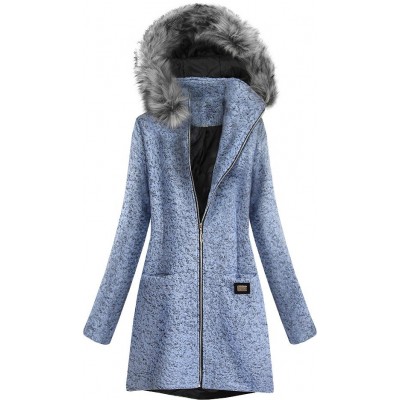 Krátky dámsky kabát modrý (516ART)