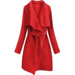 Dámsky prechodný jednoduchý kabát červený (552ART)