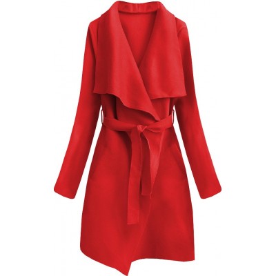 Dámsky prechodný jednoduchý kabát červený (552ART)