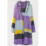 Dámsky sveter s kapucňou kardigan fialový (613ART)