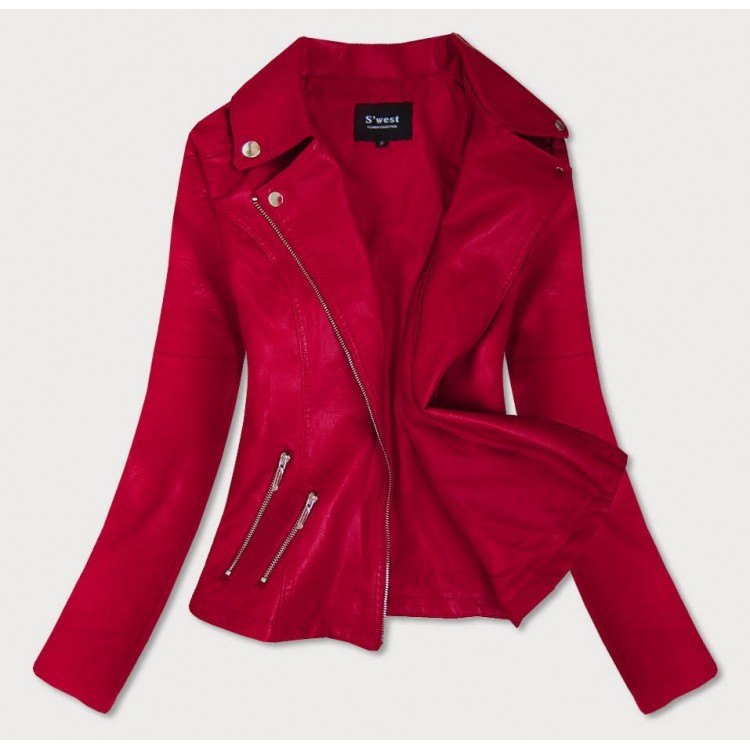 Dámska koženková bunda červená (R18)