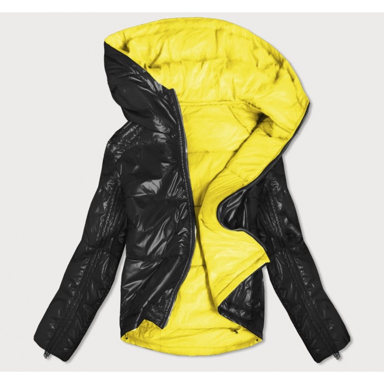 Dámska obojstranná jesenná bunda čierno-žltá (B9553)