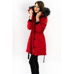 Vodeodolná dámska zimná bunda s vysokým golierom červená (M-953)