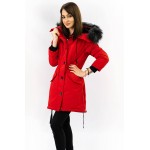 Vodeodolná dámska zimná bunda s vysokým golierom červená (M-953)