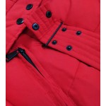 Krátka dámska zimná bunda s kapucňou červená (B9539)