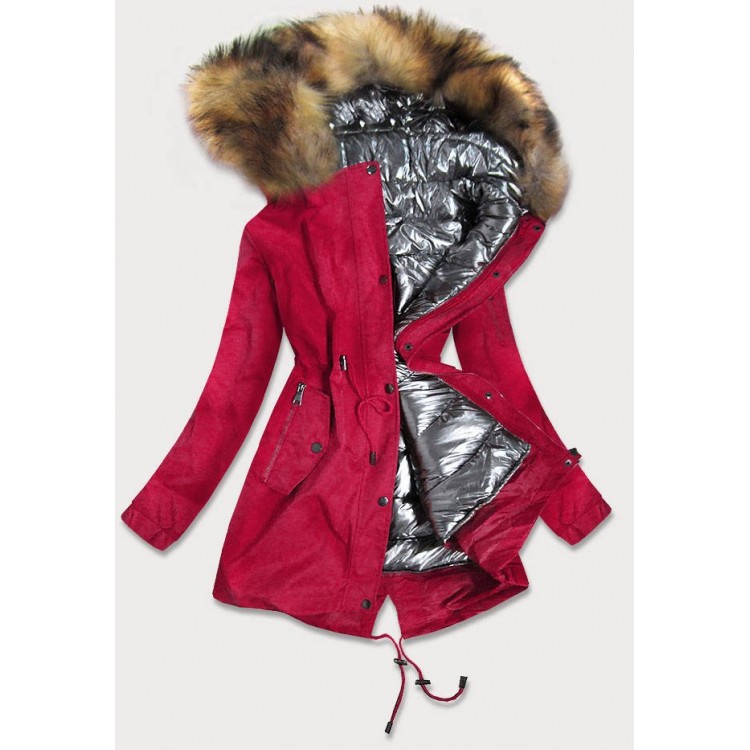 Dámska zimná bunda 4 v 1 višňová (B9558-7)