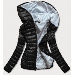 Prešívaná dámska jarná bunda s kapucňou čierna (B9561)
