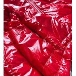 Dámska lesklá prešívaná jarná bunda červená (B9560)
