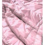 Dámska lesklá prešívaná jarná bunda ružová (B9560)