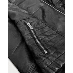Dámska koženkovaá bunda čierna  (B0113)