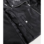 Prešívaná dámska bunda z eko-kože čierna (Q-059)