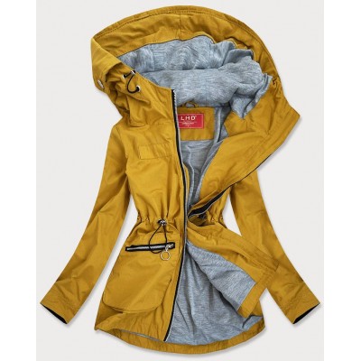 Ľahká dámska jarná bunda s kapucňou žltá (TLR245)