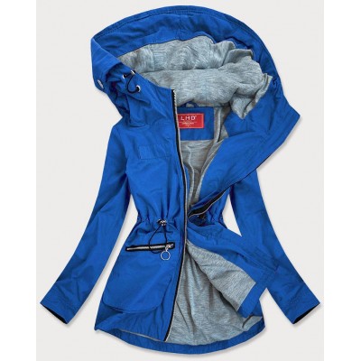 Ľahká dámska jarná bunda s kapucňou modrá (TLR245)