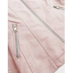 Dámska koženková bunda ružová (B0111)