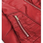 Dámska koženkovaá bunda červená (B0113)