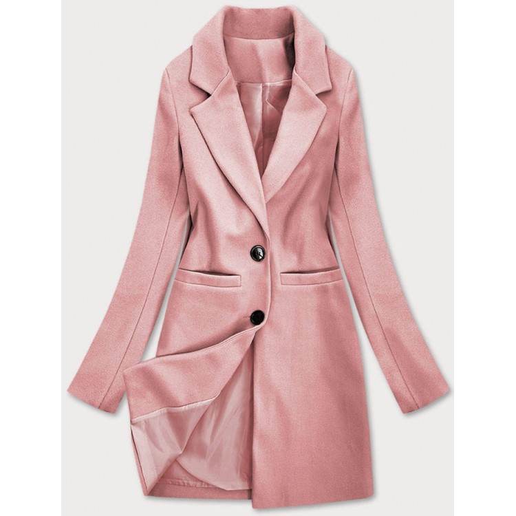 Klasický dámsky kabát ružový (25533)