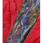 Dámska jarná bunda s ozdobnou kapucňou červená (YR2022)