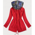 Dámska jarná bunda s ozdobnou kapucňou červená (YR2022)