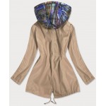 Dámska jarná bunda s ozdobnou kapucňou béžová  (YR2022)