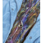 Dámska jarná bunda s ozdobnou kapucňou modrá (YR2022)
