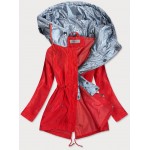 Dámska jarná bunda s ozdobnou kapucňou červeno-strieborná (YR2022)