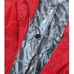 Dámska jarná bunda s ozdobnou kapucňou červeno-strieborná (YR2022)