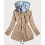 Dámska jarná bunda s ozdobnou kapucňou béžová/strieborná  (YR2022)